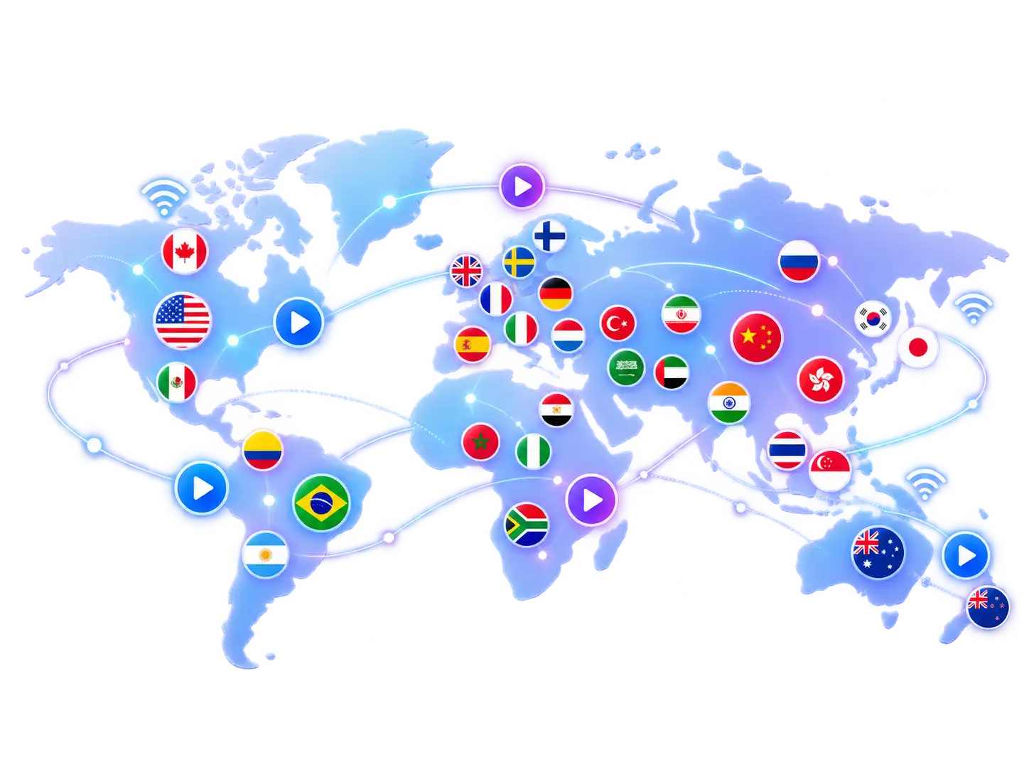 IPTV world map showing international channel coverage