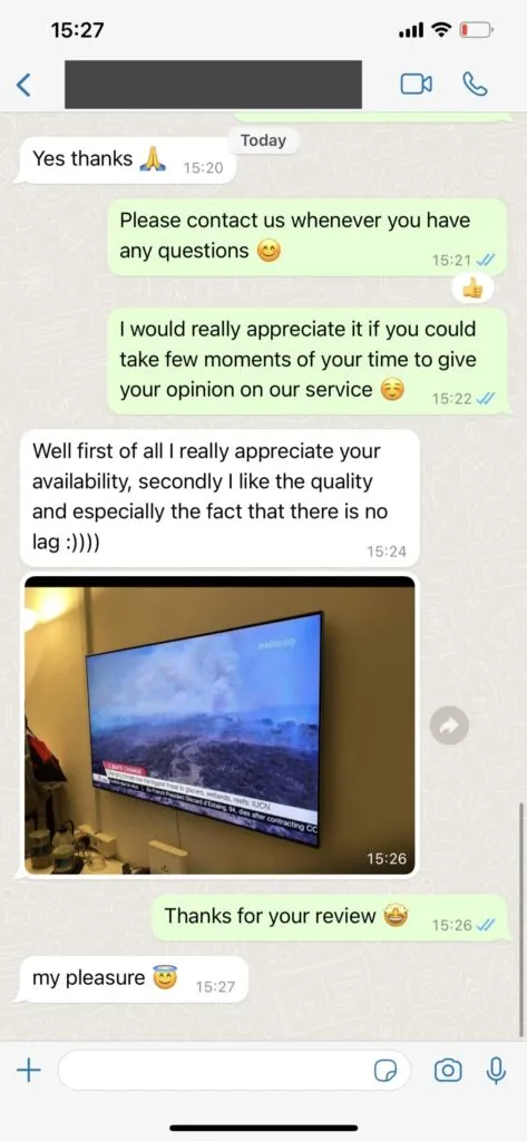 WhatsApp IPTV support conversation 2 for IPTV viewing