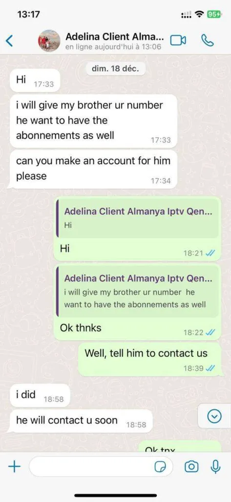 WhatsApp IPTV support conversation 5 for IPTV viewing